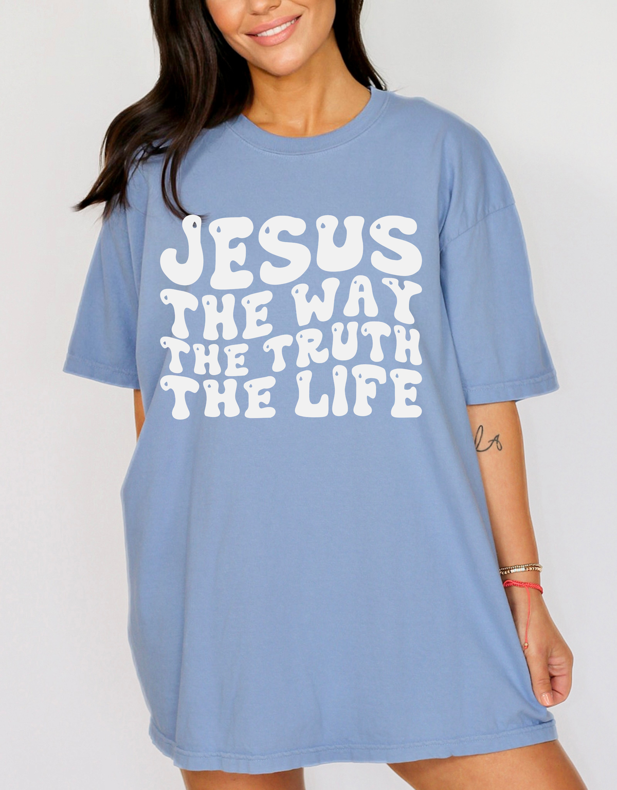 Jesus The Way The Truth & The Life - Women's Christian T-Shirt | Comfort Colors Faith Tee | John 14:6 Inspirational Exclusive Gospel Apparel