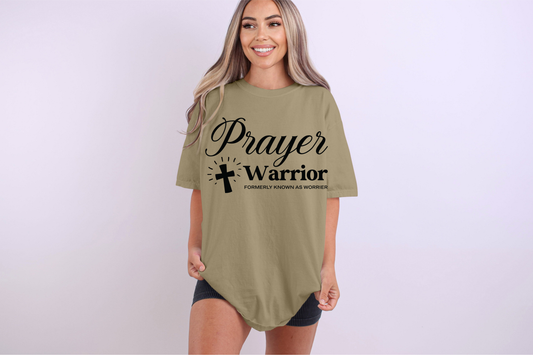 Prayer Warrior, Formerly Known as Worrier - Women's Christian T-Shirt | Comfort Colors Faith Tee | Inspirational Transformation Apparel