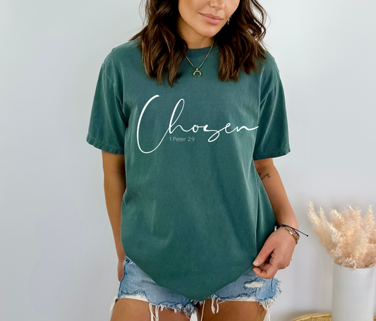 Chosen - Women's Christian T-Shirt | Comfort Colors Faith Tee | 1 Peter 2:9 Inspirational Identity & Calling Apparel