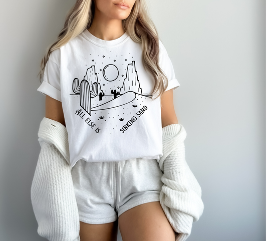 All Else Is Sinking Sand - Women's Christian T-Shirt | Comfort Colors Faith Tee | On Christ the Solid Rock Apparel