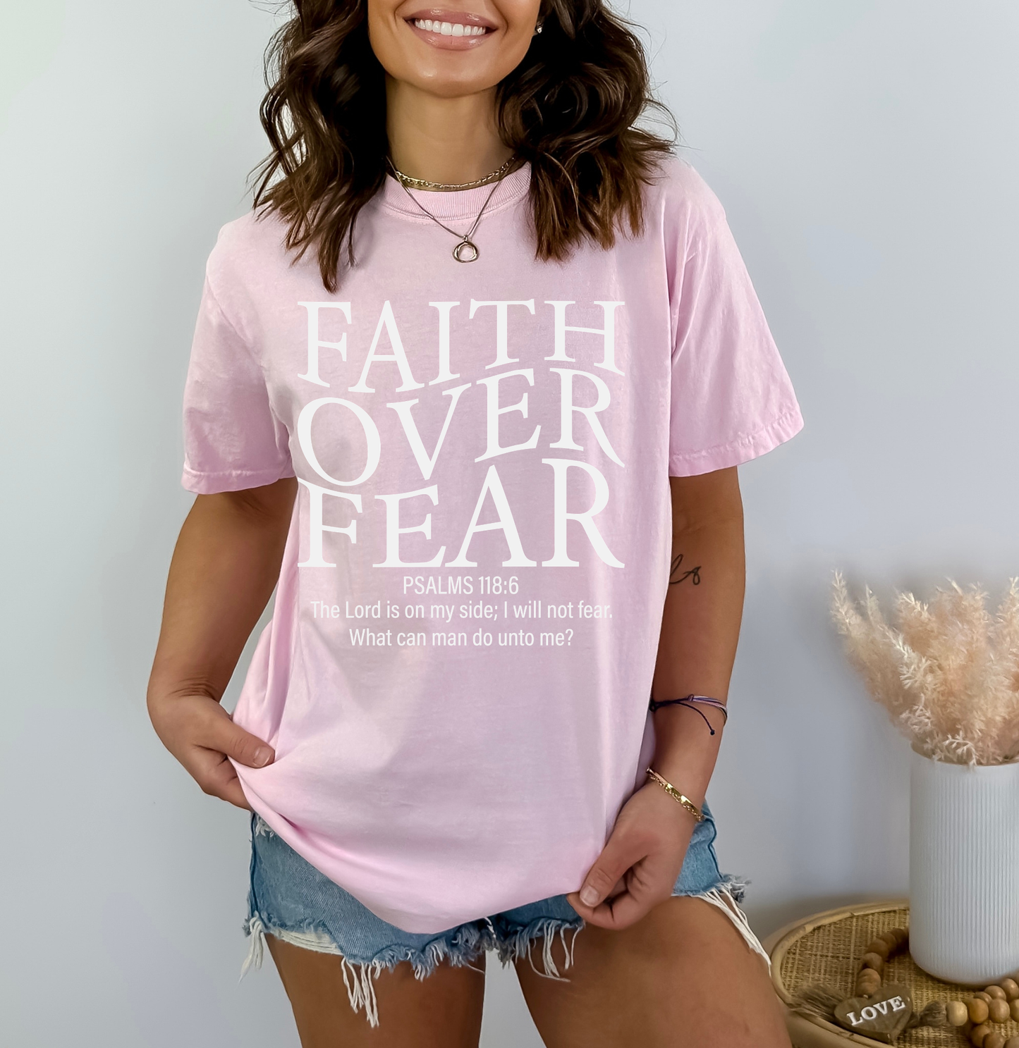 Faith Over Fear - Women's Christian T-Shirt | Comfort Colors Faith Tee | Inspirational Courage & Trust Apparel