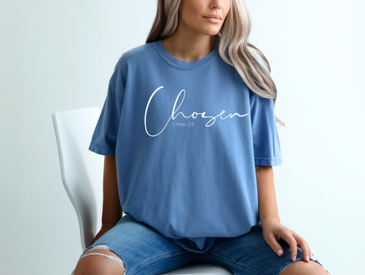 Chosen - Women's Christian T-Shirt | Comfort Colors Faith Tee | 1 Peter 2:9 Inspirational Identity & Calling Apparel