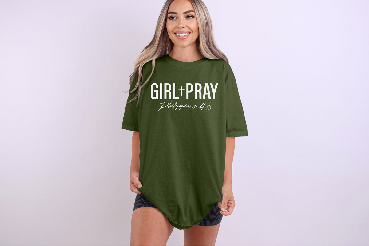 Girl Pray - Women's Christian T-Shirt | Comfort Colors Faith Tee | Inspirational Prayer Warrior Apparel