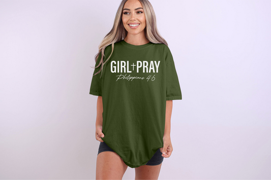 Girl Pray - Women's Christian T-Shirt | Comfort Colors Faith Tee | Inspirational Prayer Warrior Apparel