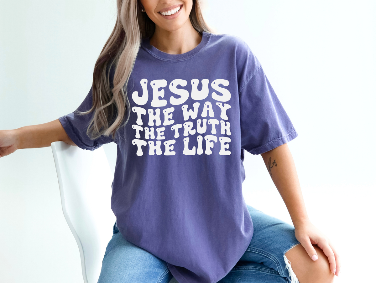 Jesus The Way The Truth & The Life - Women's Christian T-Shirt | Comfort Colors Faith Tee | John 14:6 Inspirational Exclusive Gospel Apparel
