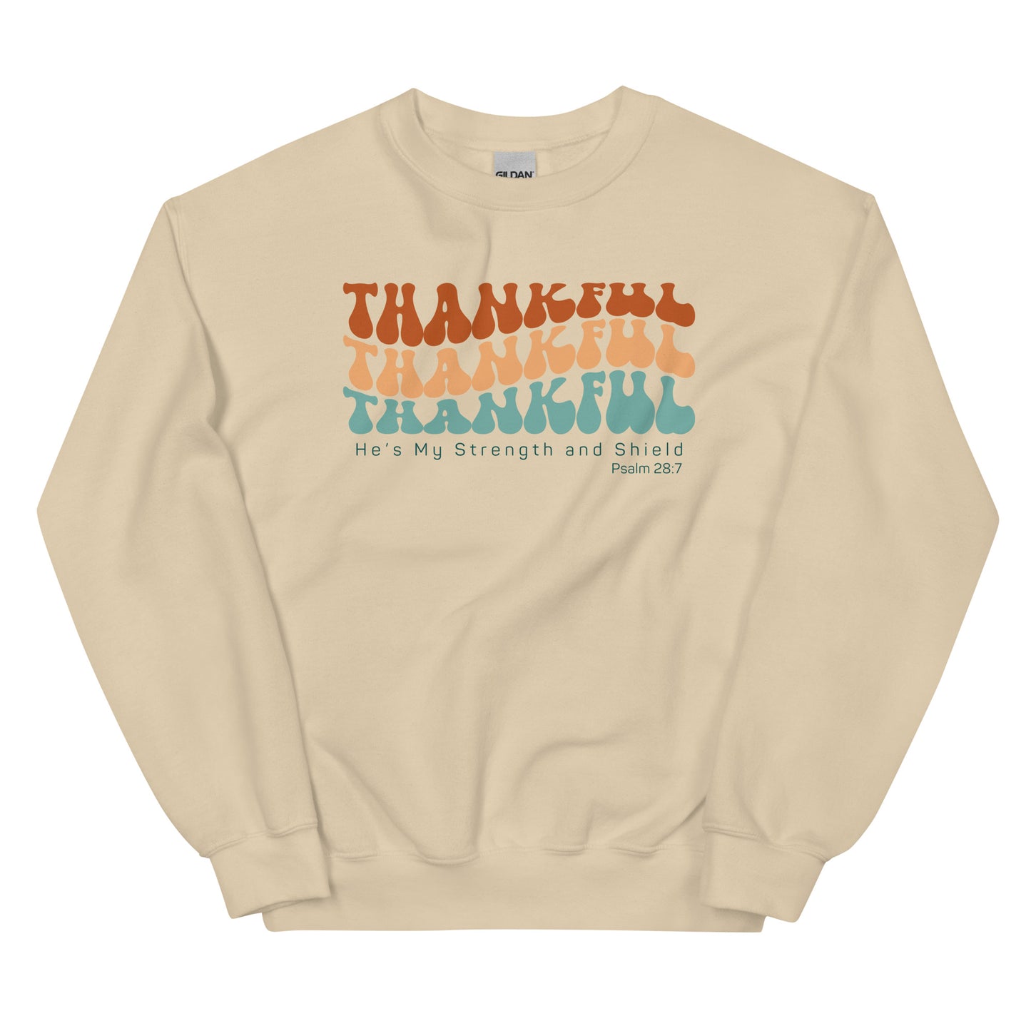 Thankful He's My Strength and Shield | Gilden Crewneck Sweatshirt