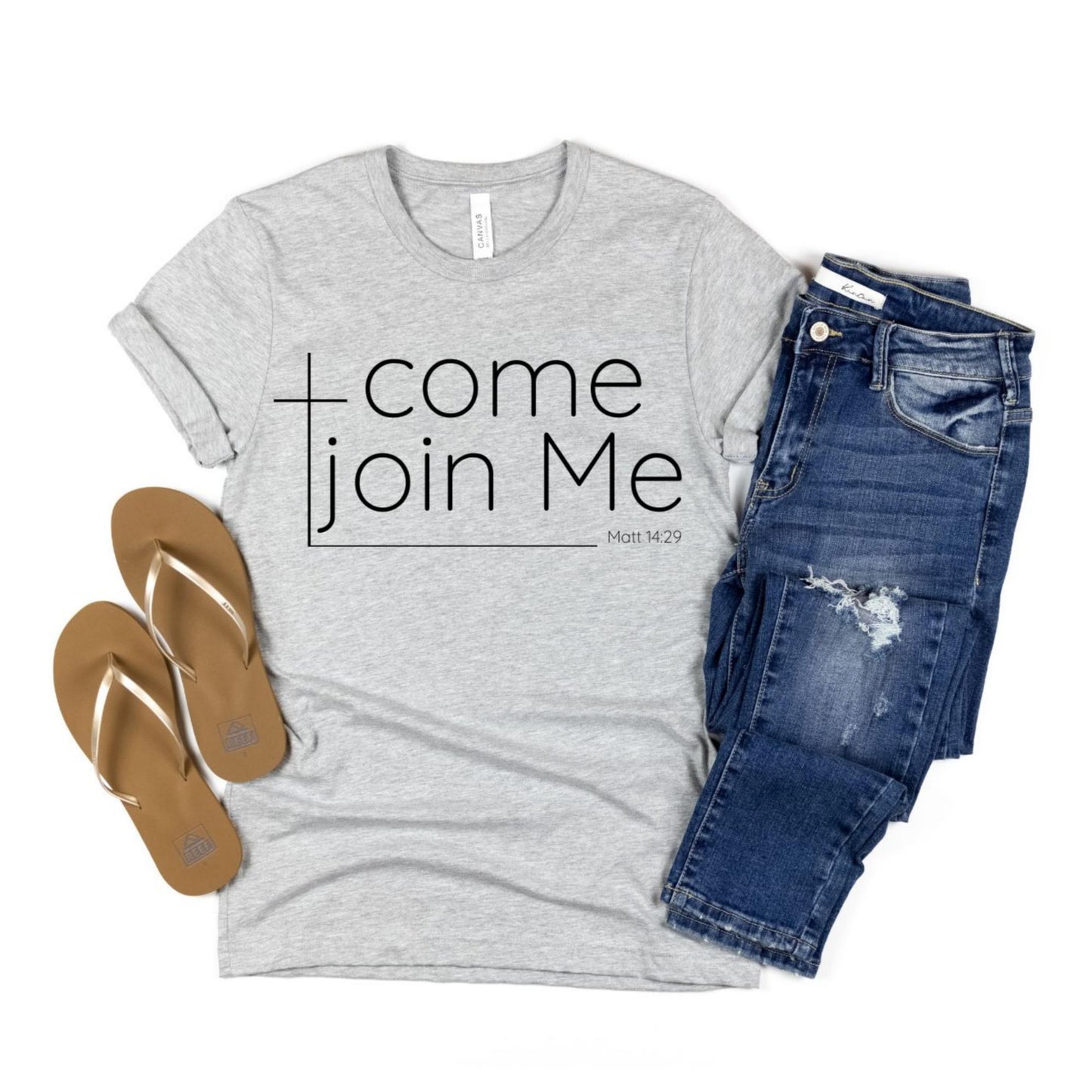 Come Join Me Women's Christian T-Shirt {Matthew 14:29}