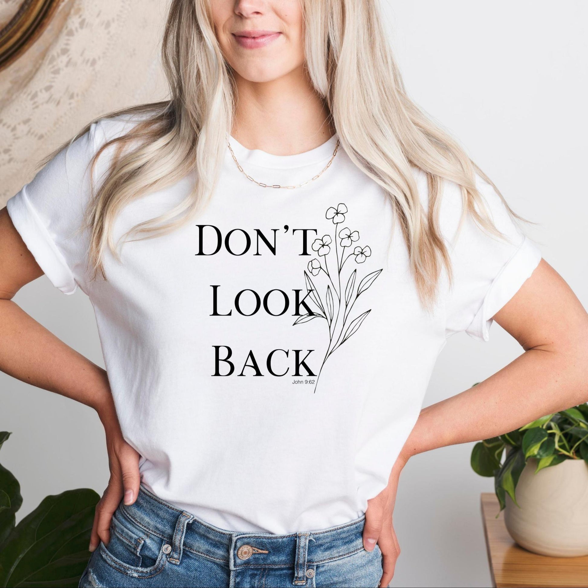 White Don't Look Back Women's Christian T-Shirt John 9:62