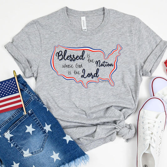 Blessed is the Nation Christian Women's T-Shirt {Psalm 33:12}