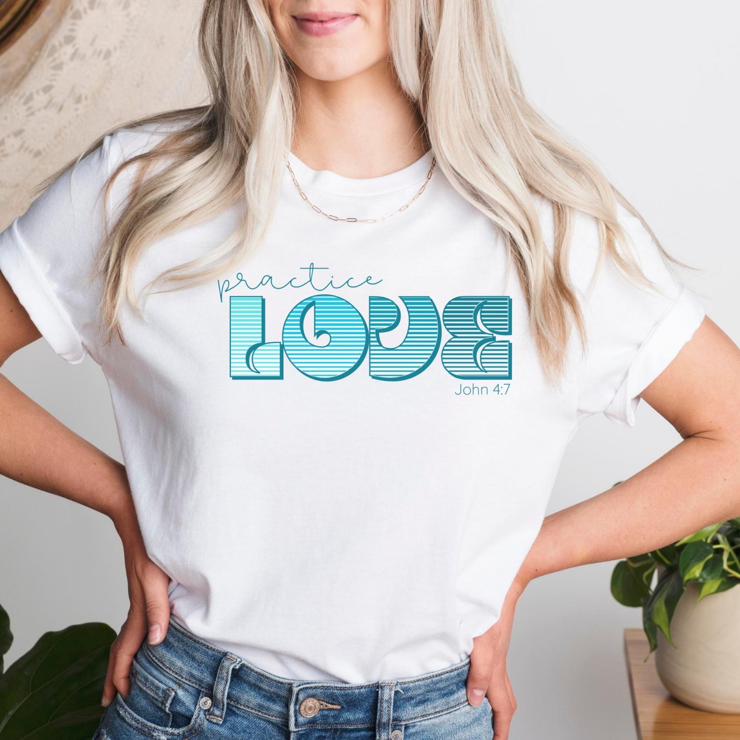 White Practice Love Christian Women's T-Shirt {1 John 4:7}