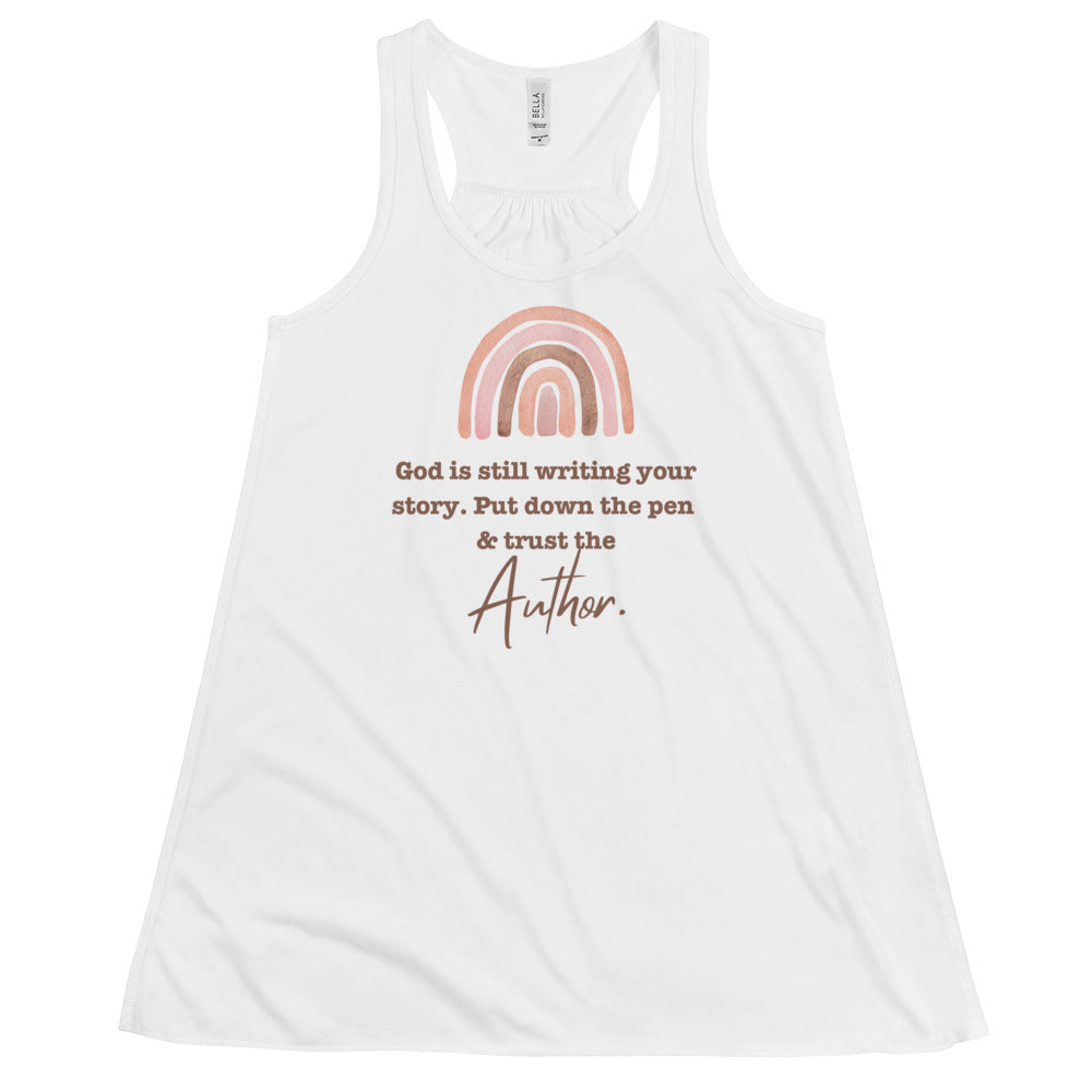 God Is Still Writing Your Story Christian Women's Flowy Racerback Tank