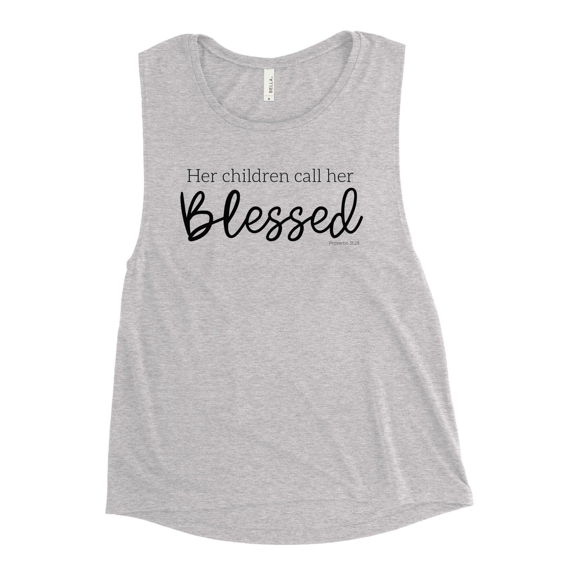 Light Grey Her Children Call Her Blessed Christian Women's Tank