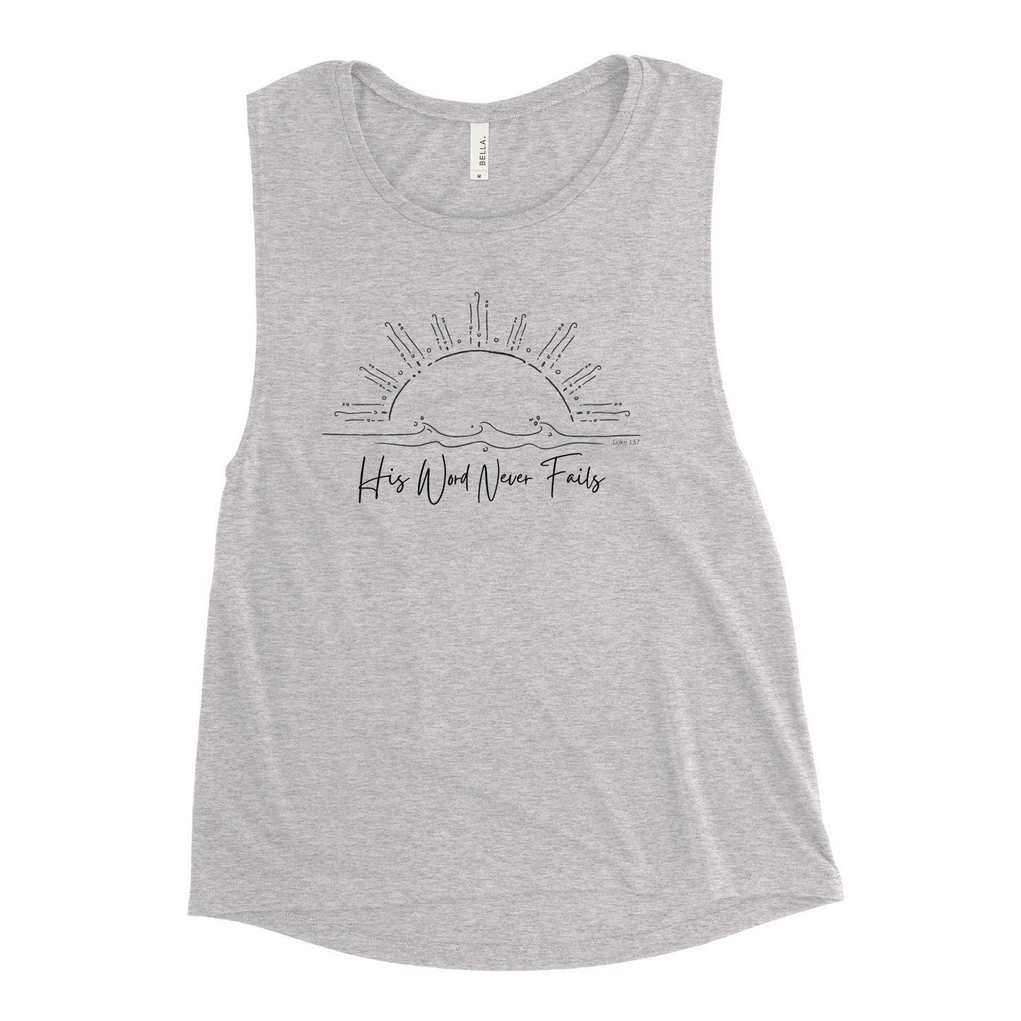 His Word Never Fails Christian Women's Muscle Tank {Luke 1:37}