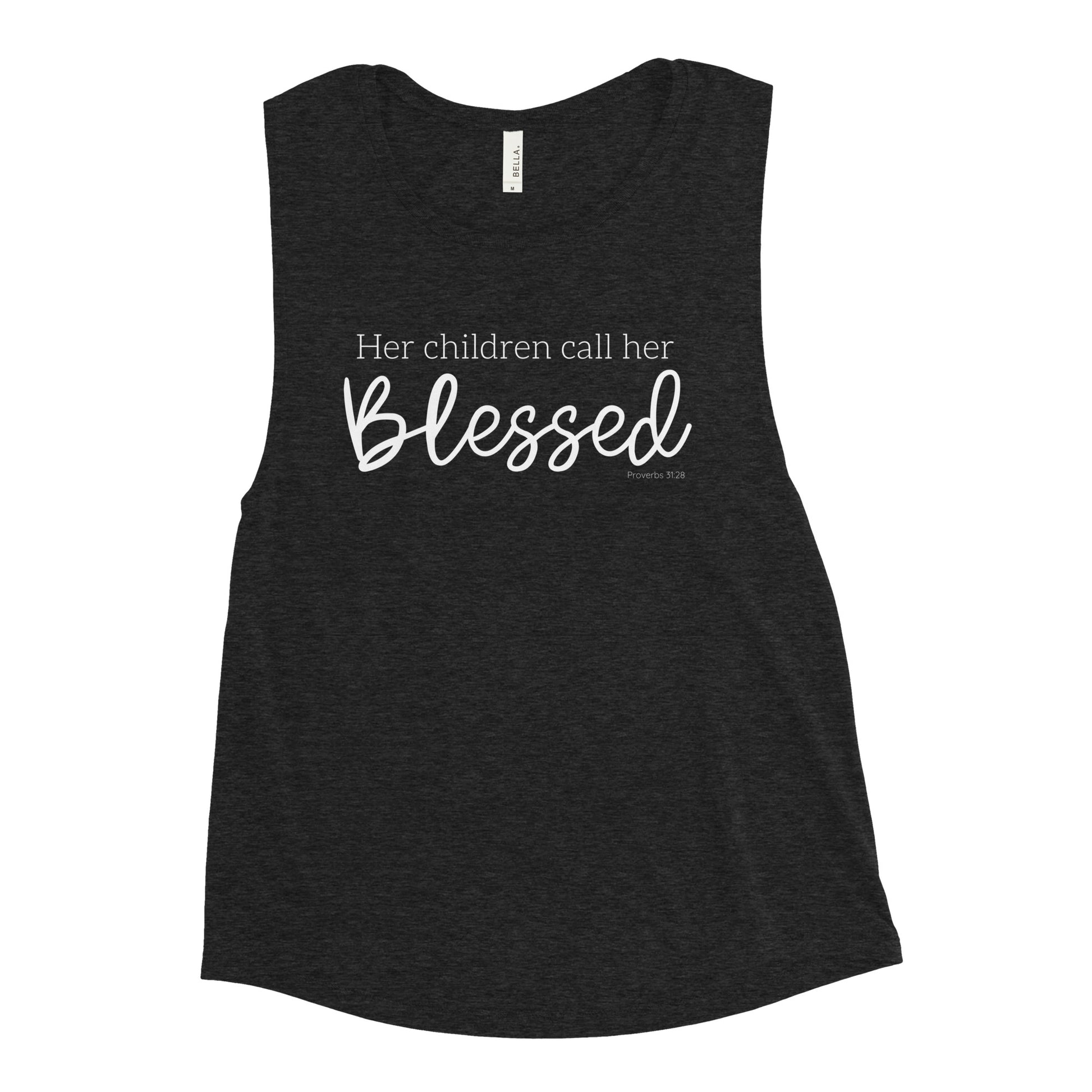 Dark Grey Her Children Call Her Blessed Christian Women's Tank