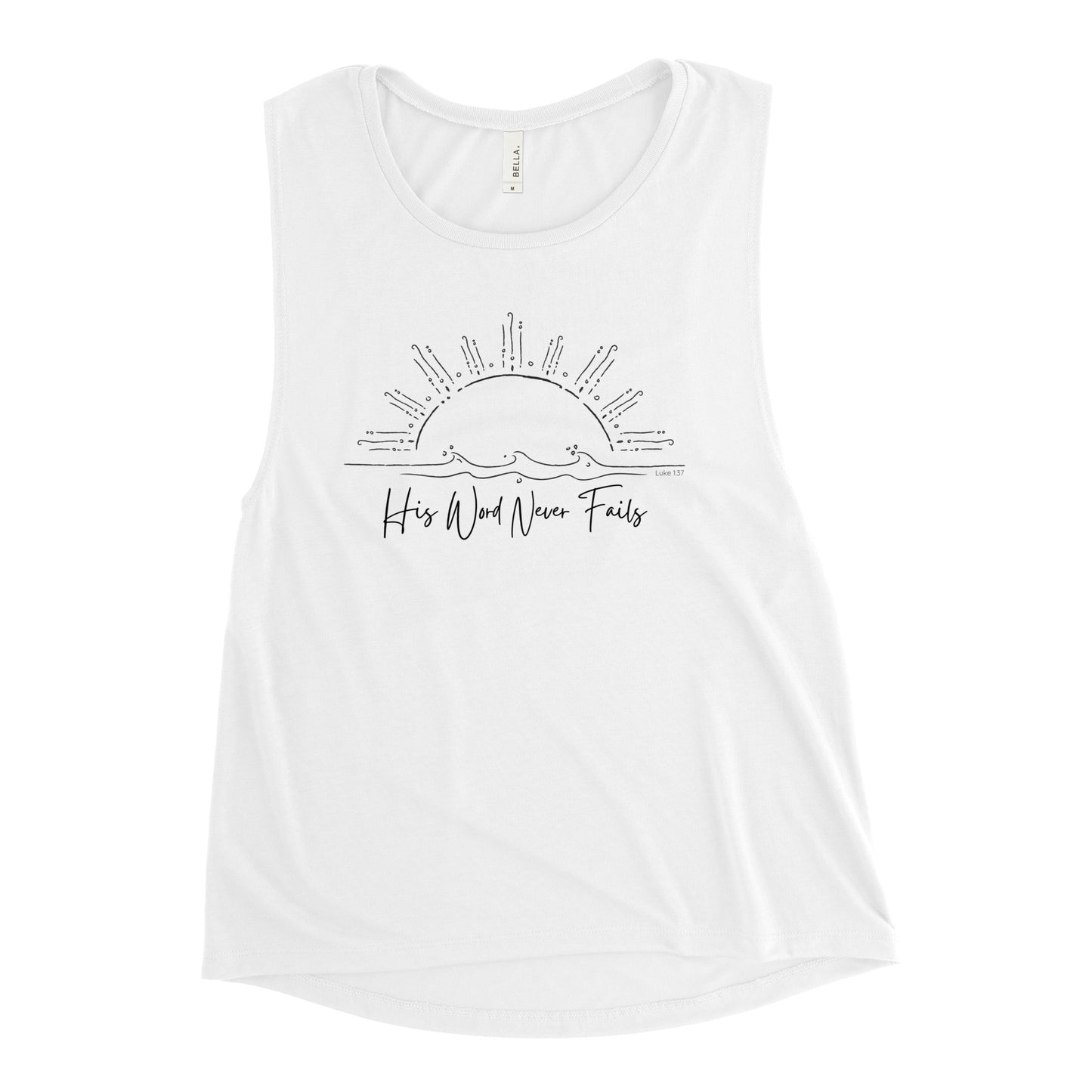 His Word Never Fails Christian Women's Muscle Tank {Luke 1:37}